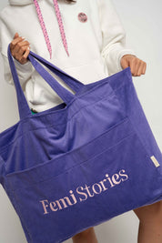 TORBA TYPU SHOPPER BAG FIOLETOWA Z JASNORÓŻOWYM NAPISEM - NAYA