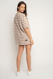 T-SHIRT JASNOBRĄZOWY W PASKI - MARE