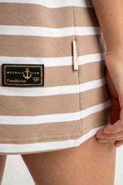 T-SHIRT JASNOBRĄZOWY W PASKI - MARE