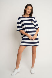 T-SHIRT GRANATOWO/BIAŁY W PASKI - MARE