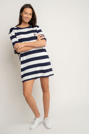 T-SHIRT GRANATOWO/BIAŁY W PASKI - MARE