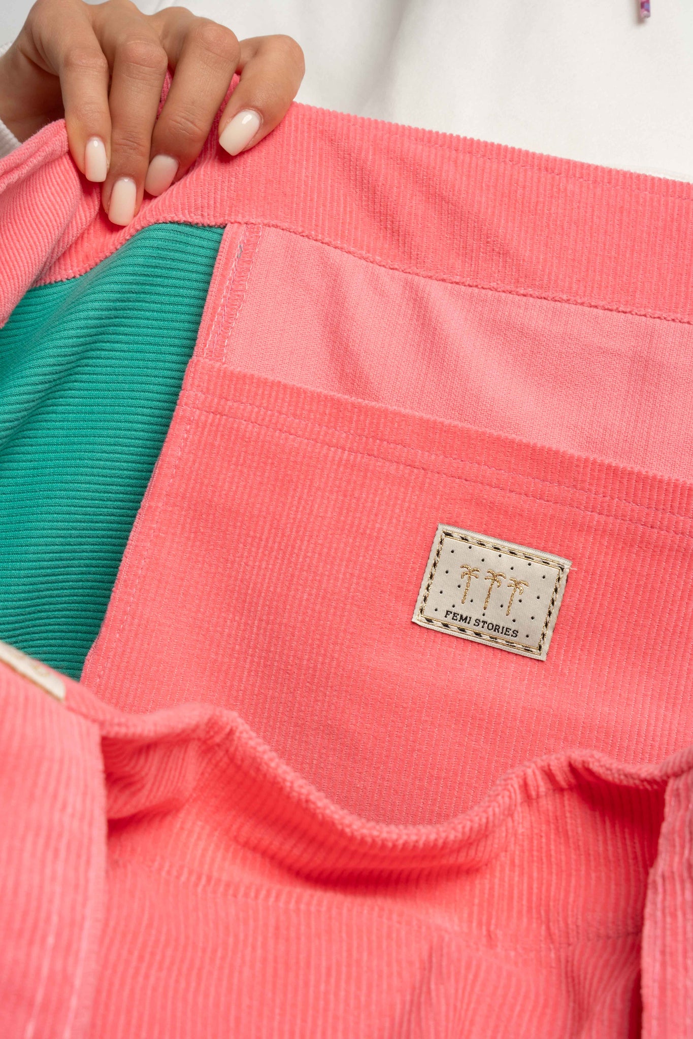 TORBA TYPU SHOPPER BAG KORALOWA Z ZIELONYM NAPISEM - NAYA