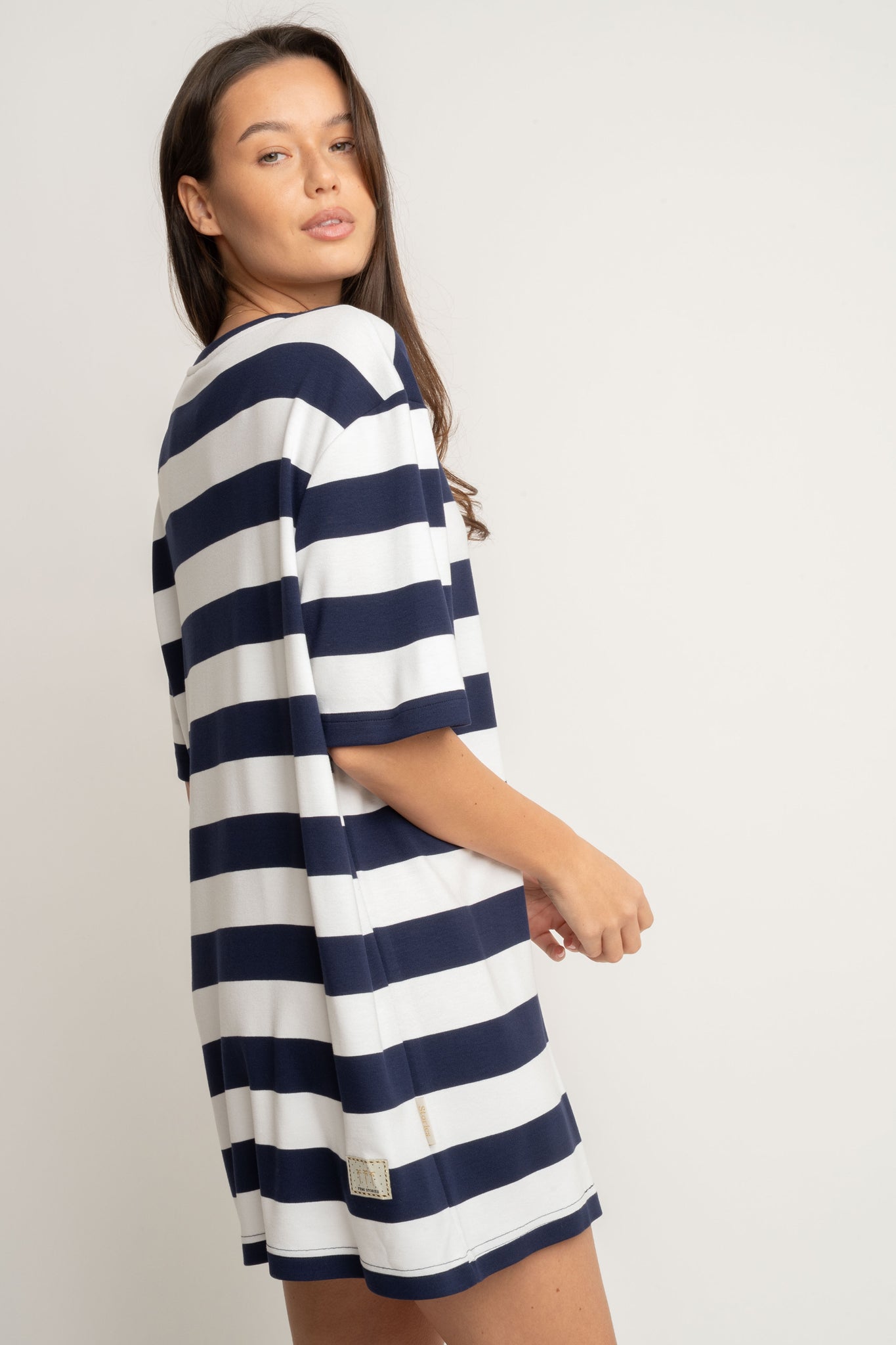 T-SHIRT GRANATOWO/BIAŁY W PASKI - MARE