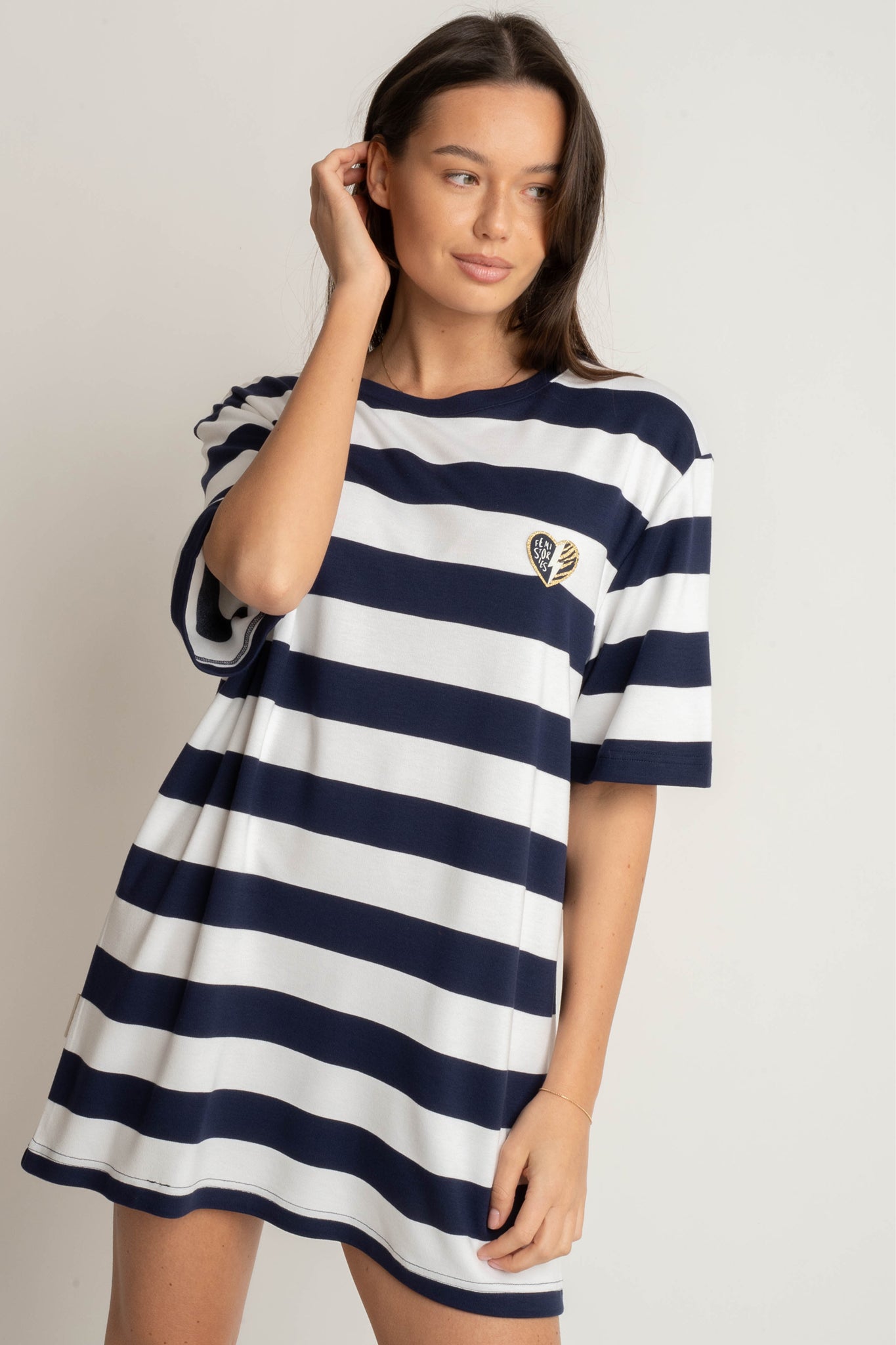 T-SHIRT GRANATOWO/BIAŁY W PASKI - MARE