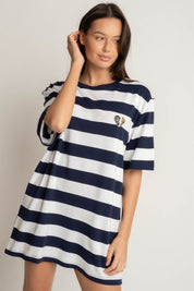 T-SHIRT GRANATOWO/BIAŁY W PASKI - MARE