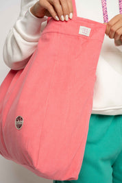 TORBA TYPU SHOPPER BAG KORALOWA Z ZIELONYM NAPISEM - NAYA