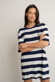 T-SHIRT GRANATOWO/BIAŁY W PASKI - MARE