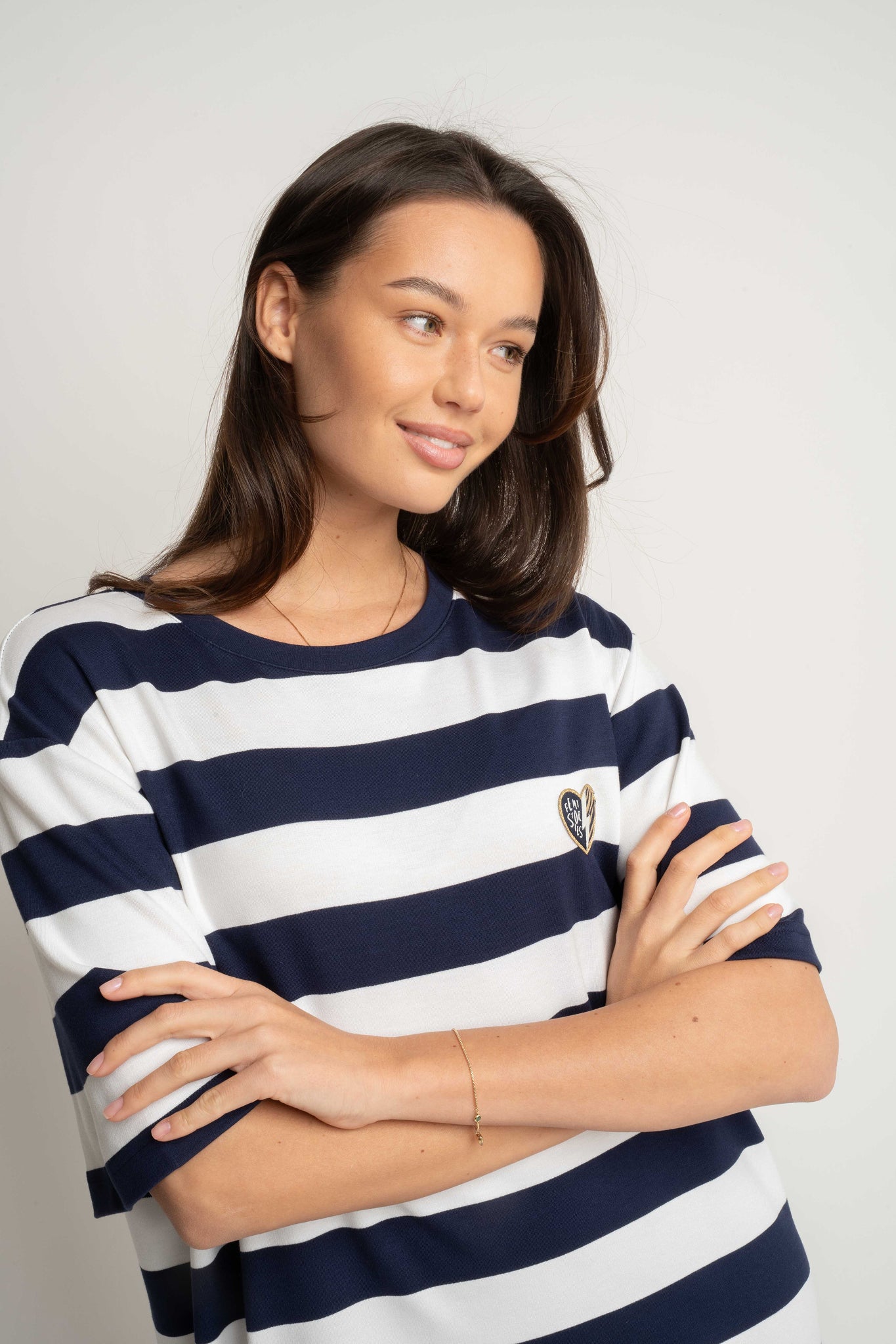 T-SHIRT GRANATOWO/BIAŁY W PASKI - MARE