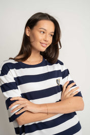 T-SHIRT GRANATOWO/BIAŁY W PASKI - MARE