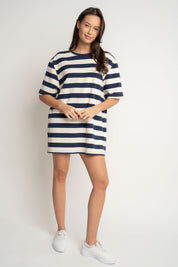 T-SHIRT GRANATOWY W PASKI - MARE