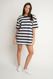 T-SHIRT GRANATOWY W PASKI - MARE