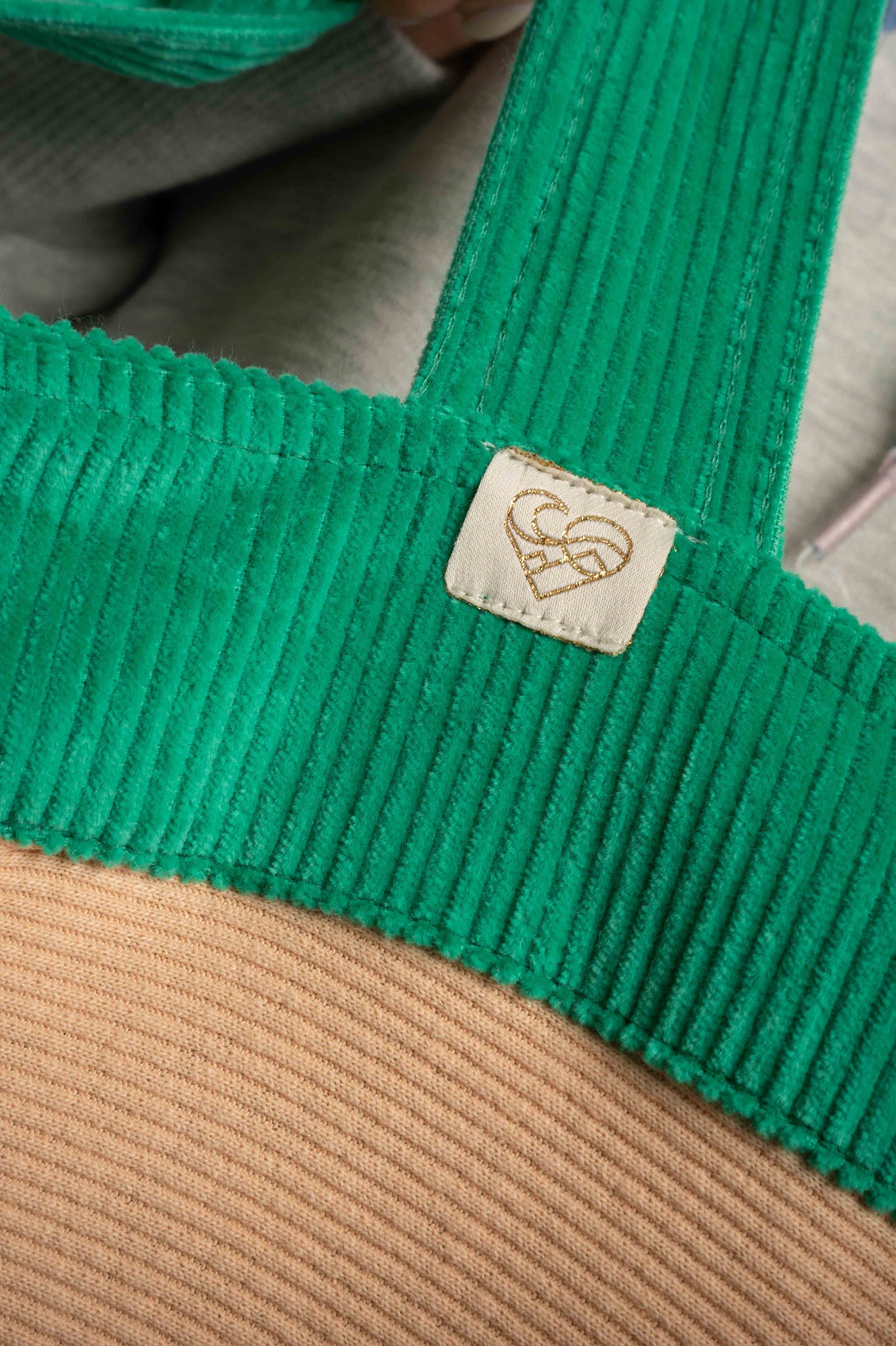 TORBA TYPU SHOPPER BAG ZIELONA Z BRZOSKWINIOWYM NAPISEM - NAYA