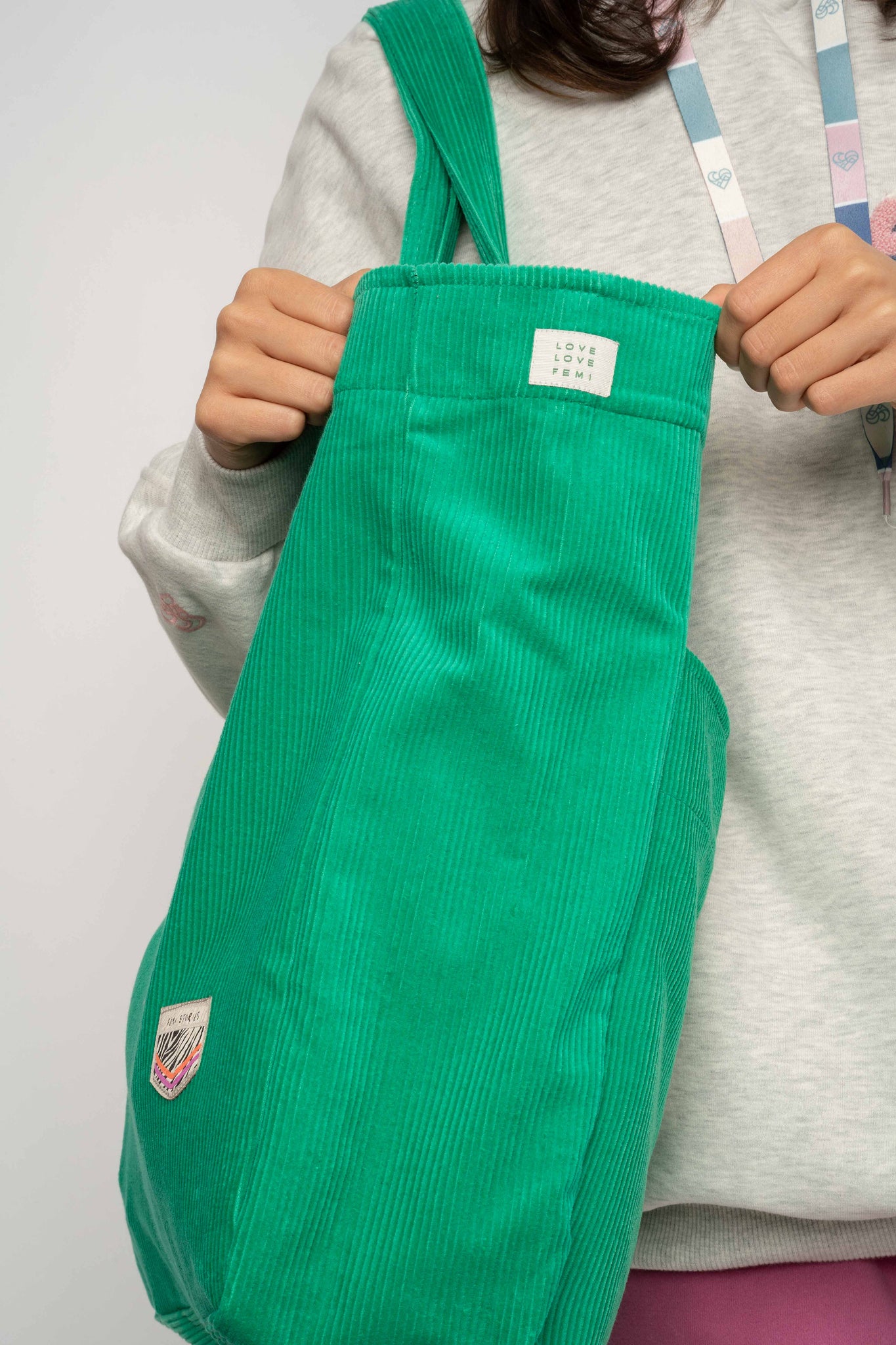 TORBA TYPU SHOPPER BAG ZIELONA Z BRZOSKWINIOWYM NAPISEM - NAYA