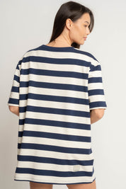 T-SHIRT GRANATOWY W PASKI - MARE