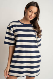 T-SHIRT GRANATOWY W PASKI - MARE