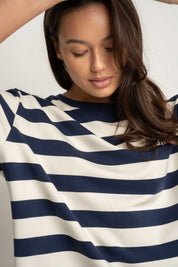 T-SHIRT GRANATOWY W PASKI - MARE