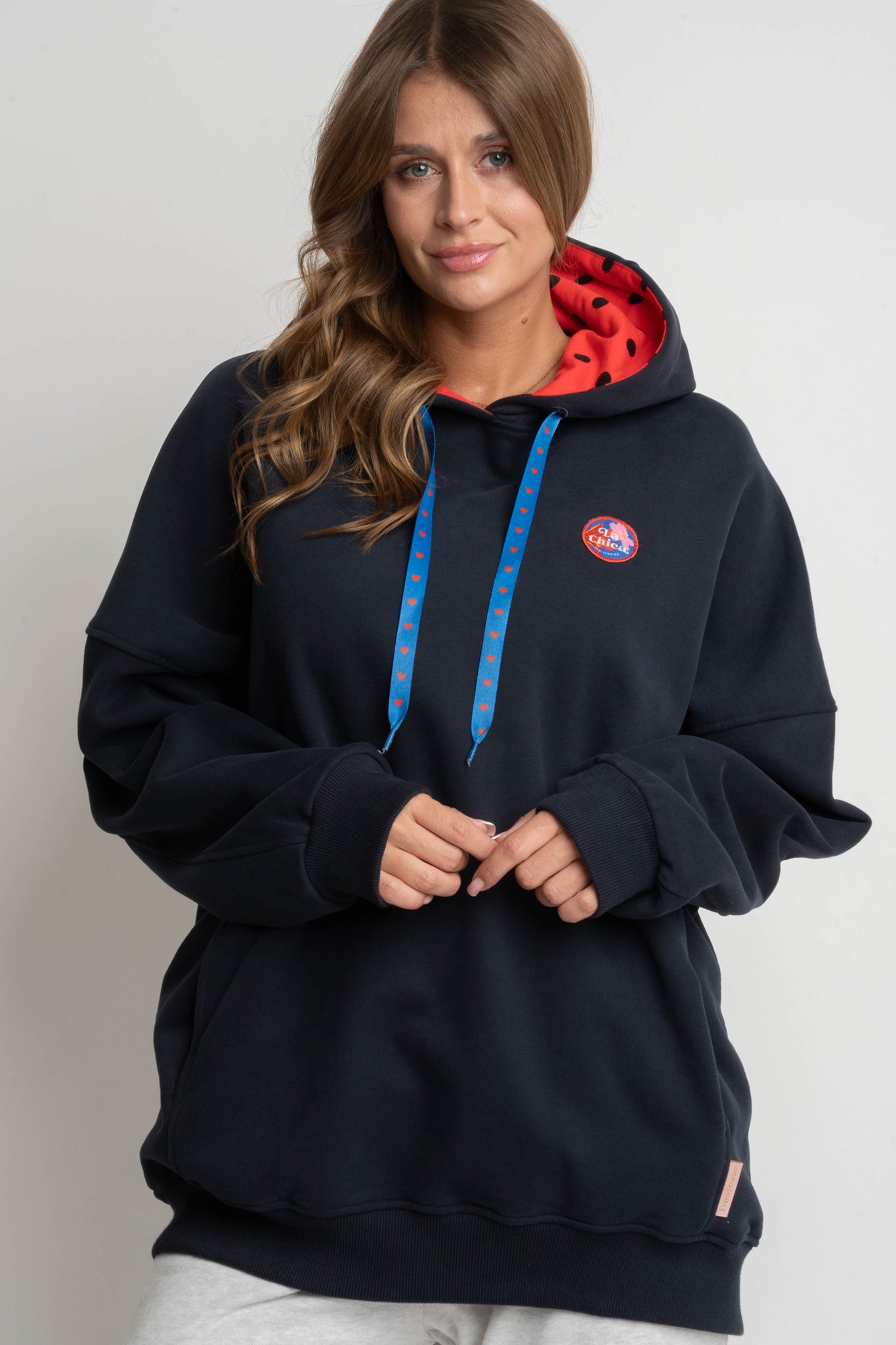 BLUZA Z KAPTUREM GRANATOWA - MYLA