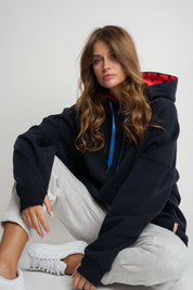 BLUZA Z KAPTUREM GRANATOWA - MYLA