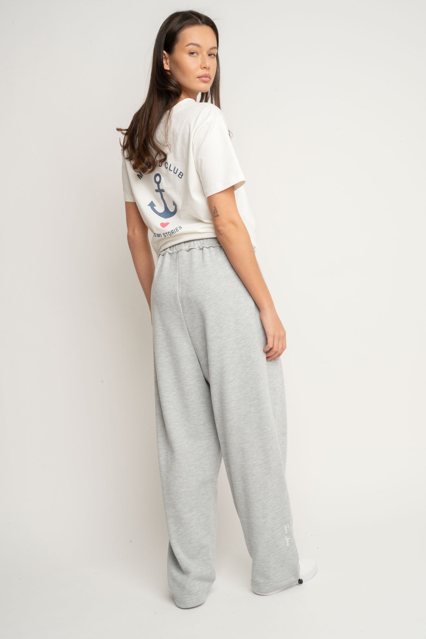 SPODNIE DRESOWE  BAGGY W KOLORZE SZAREGO MELANŻU- PERLE