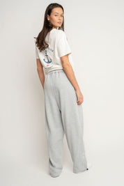 SPODNIE DRESOWE  BAGGY W KOLORZE SZAREGO MELANŻU- PERLE