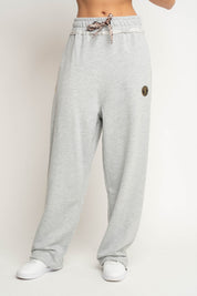 SPODNIE DRESOWE  BAGGY W KOLORZE SZAREGO MELANŻU- PERLE