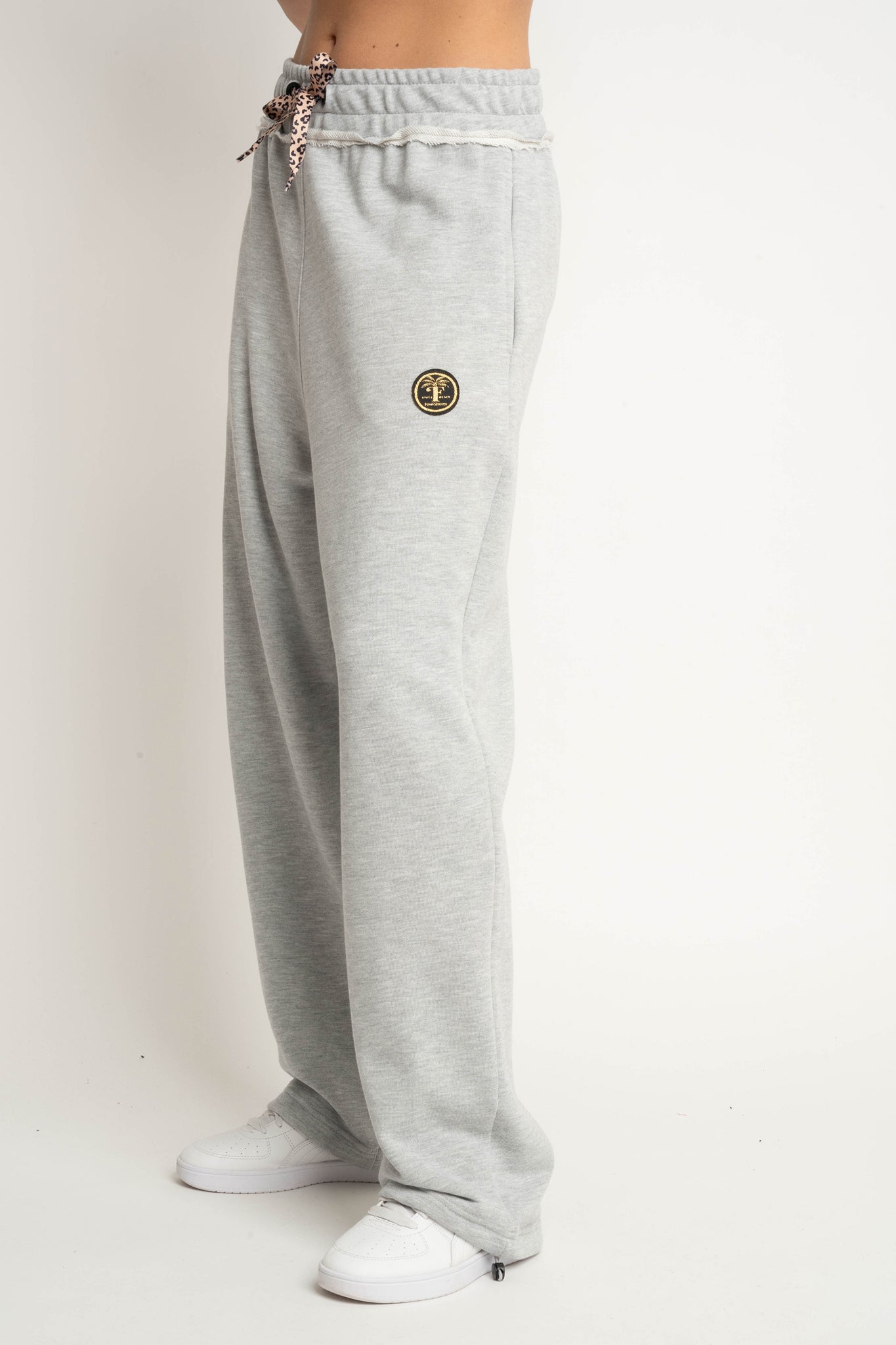 SPODNIE DRESOWE  BAGGY W KOLORZE SZAREGO MELANŻU- PERLE