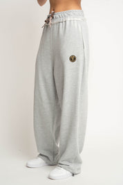 SPODNIE DRESOWE  BAGGY W KOLORZE SZAREGO MELANŻU- PERLE