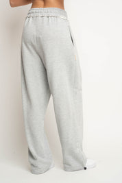 SPODNIE DRESOWE  BAGGY W KOLORZE SZAREGO MELANŻU- PERLE