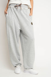 SPODNIE DRESOWE  BAGGY W KOLORZE SZAREGO MELANŻU- PERLE