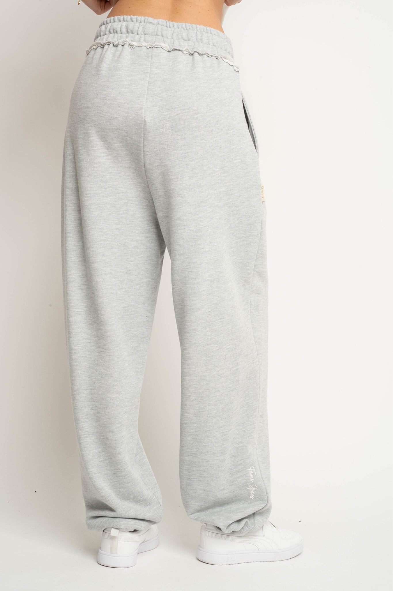 SPODNIE DRESOWE  BAGGY W KOLORZE SZAREGO MELANŻU- PERLE