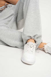 SPODNIE DRESOWE  BAGGY W KOLORZE SZAREGO MELANŻU- PERLE