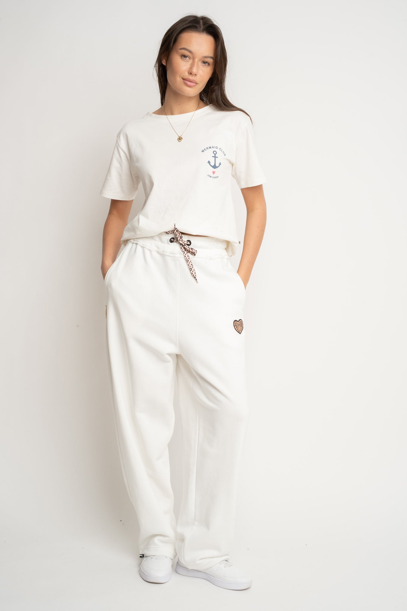 SPODNIE DRESOWE BAGGY BIAŁE- PERLE