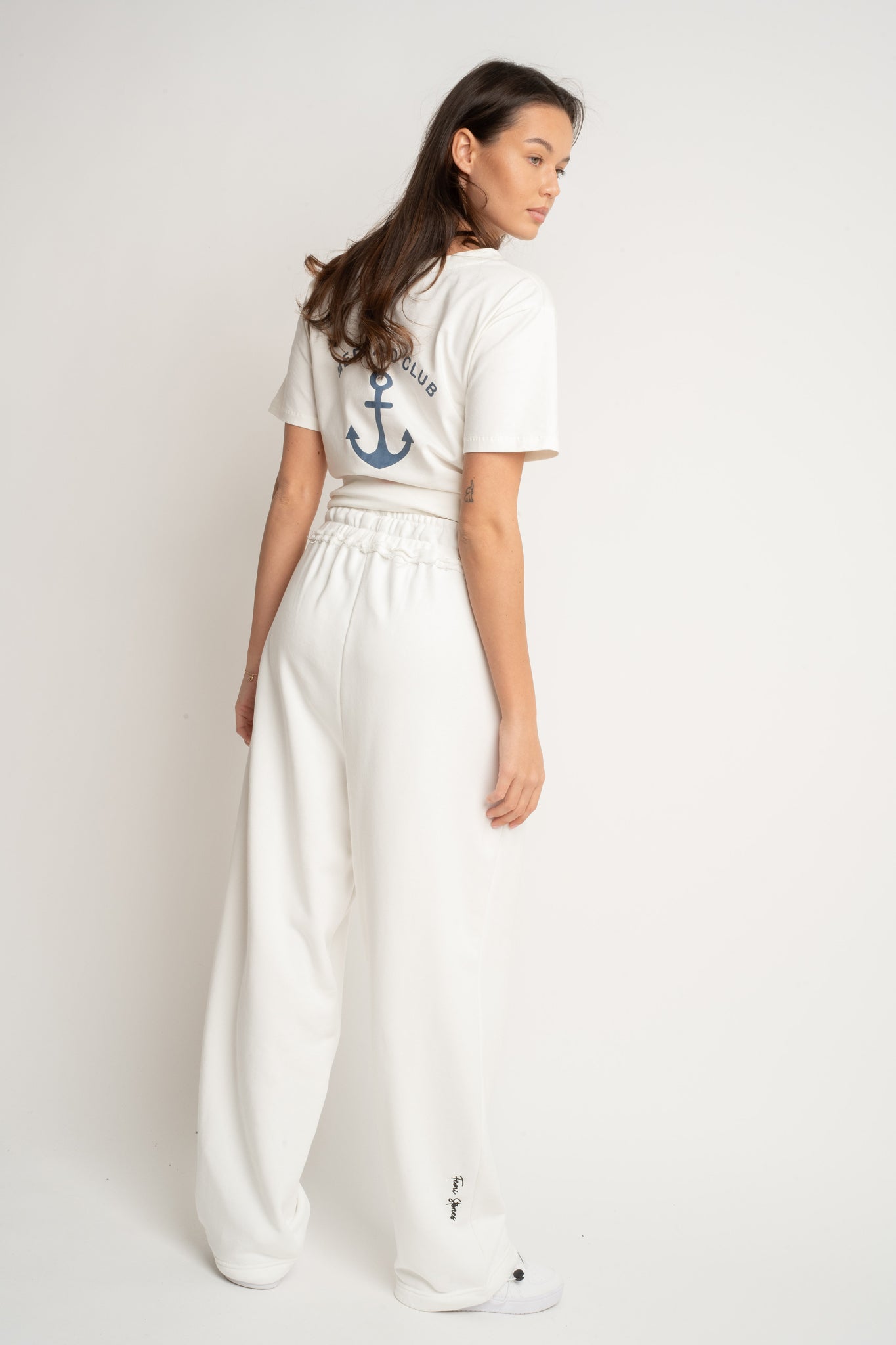 SPODNIE DRESOWE BAGGY BIAŁE- PERLE