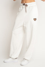 SPODNIE DRESOWE BAGGY BIAŁE- PERLE