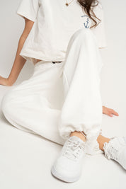 SPODNIE DRESOWE BAGGY BIAŁE- PERLE