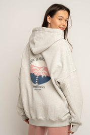 BLUZA OVERSIZE Z KAPTUREM SZARY MELANŻ - SANIBEL