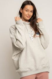 BLUZA OVERSIZE Z KAPTUREM SZARY MELANŻ - SANIBEL