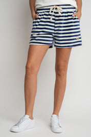 VELVET SHORTS NAVY BLUE WITH STRIPES - MOLOKAI
