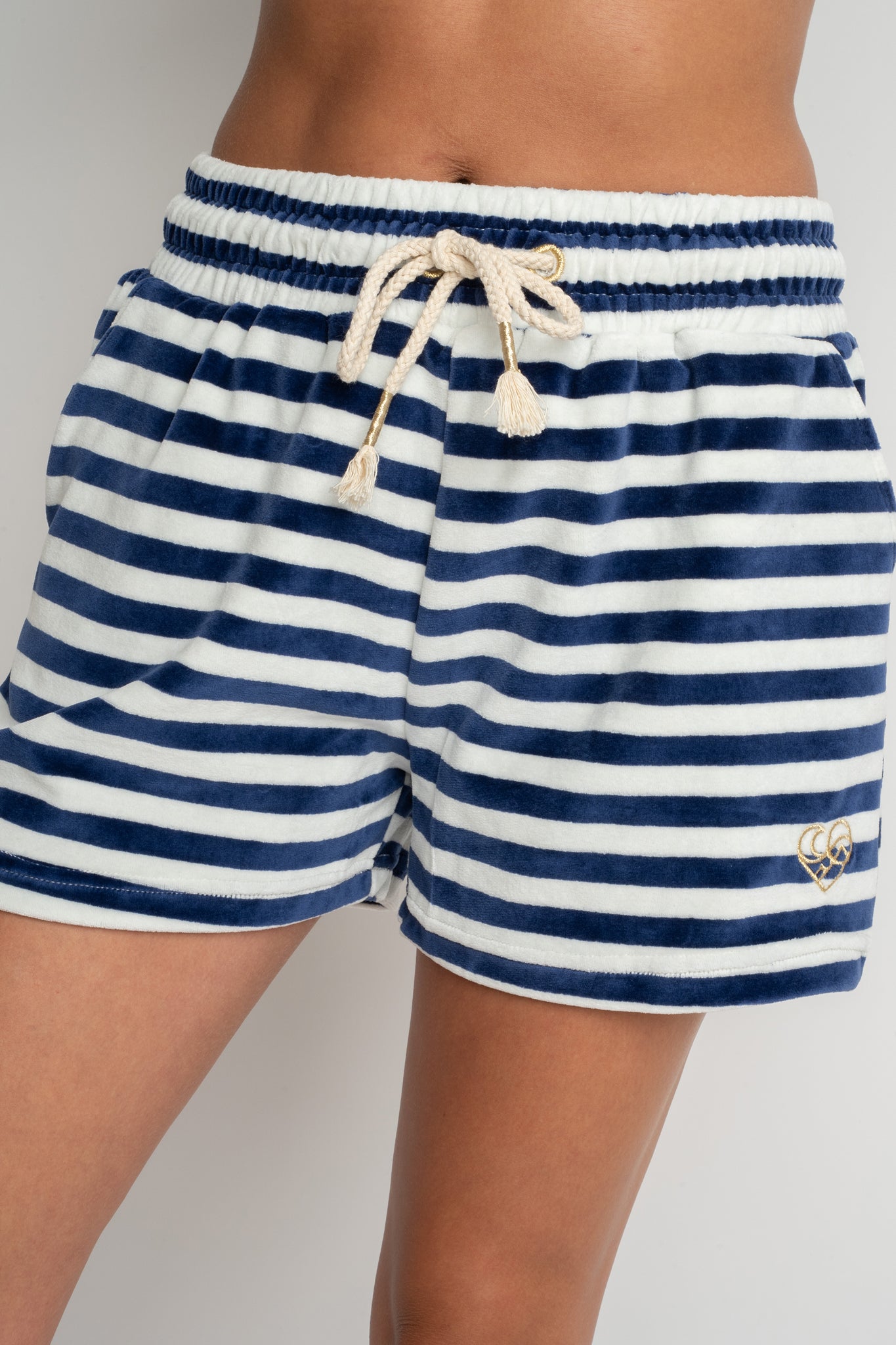 VELVET SHORTS NAVY BLUE WITH STRIPES - MOLOKAI