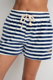 VELVET SHORTS NAVY BLUE WITH STRIPES - MOLOKAI