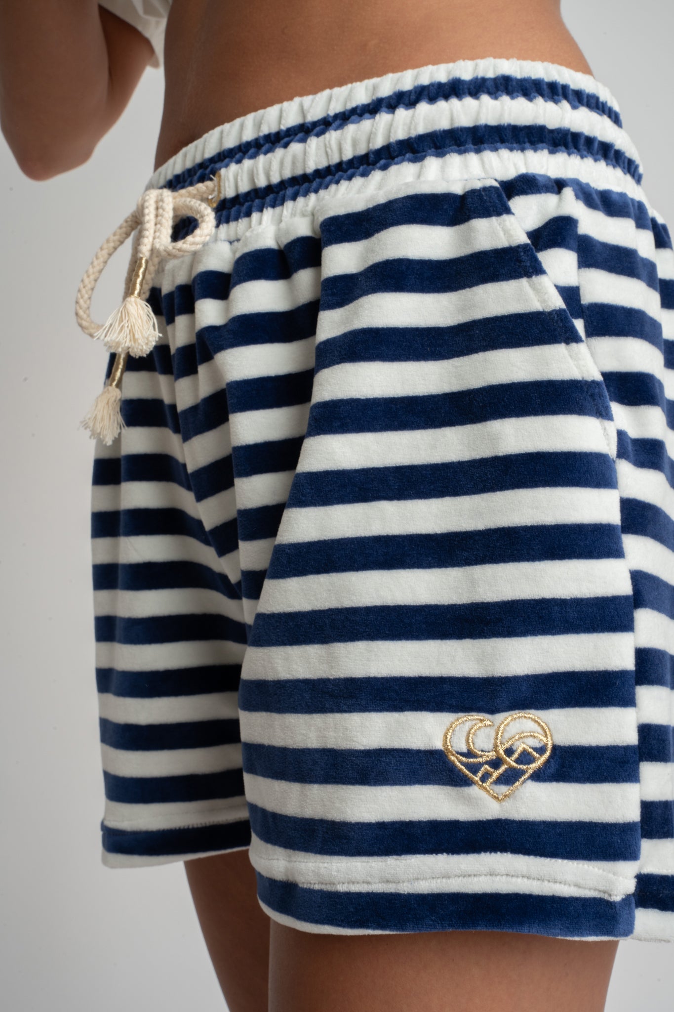 VELVET SHORTS NAVY BLUE WITH STRIPES - MOLOKAI