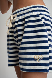 VELVET SHORTS NAVY BLUE WITH STRIPES - MOLOKAI
