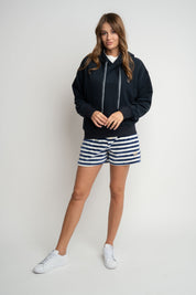 NAVY HOODED SWEATSHIRT - EMMA