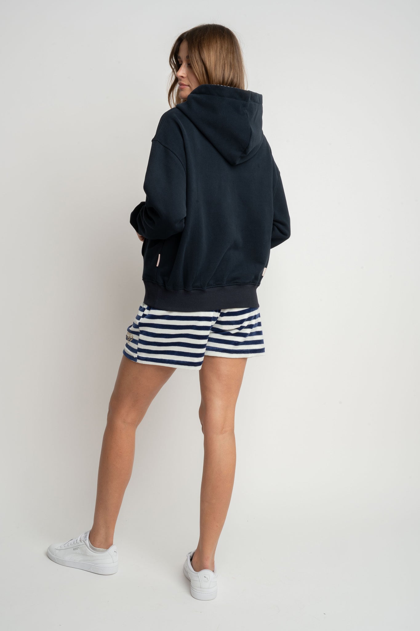 NAVY HOODED SWEATSHIRT - EMMA