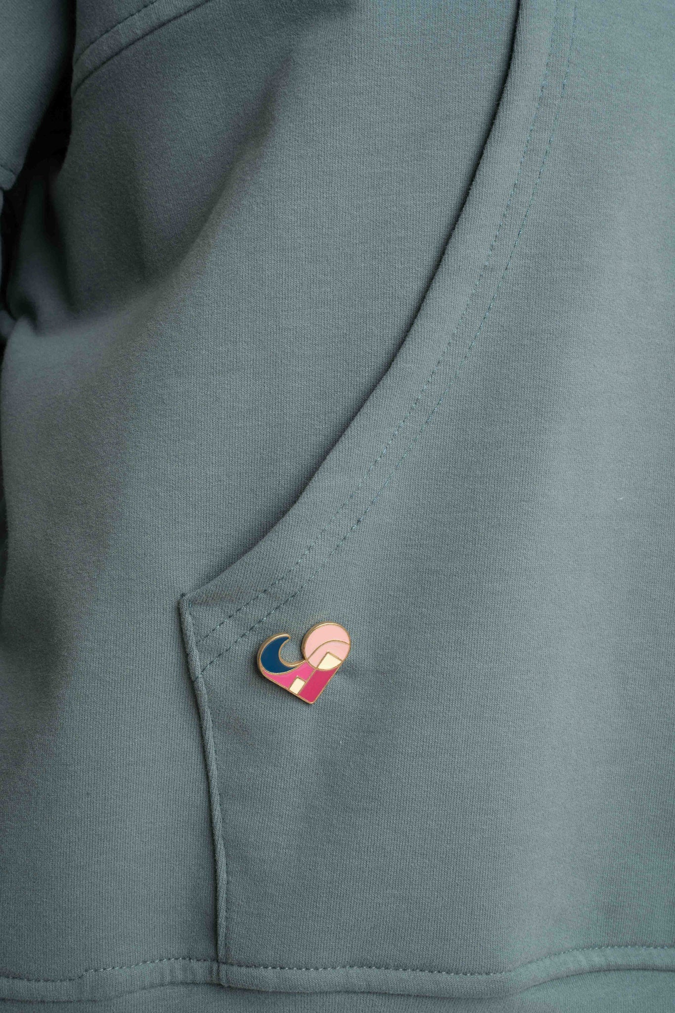 KRÓTKA BLUZA Z KAPTUREM TURKUSOWA - ETOILE