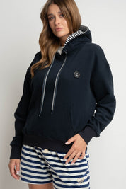 NAVY HOODED SWEATSHIRT - EMMA