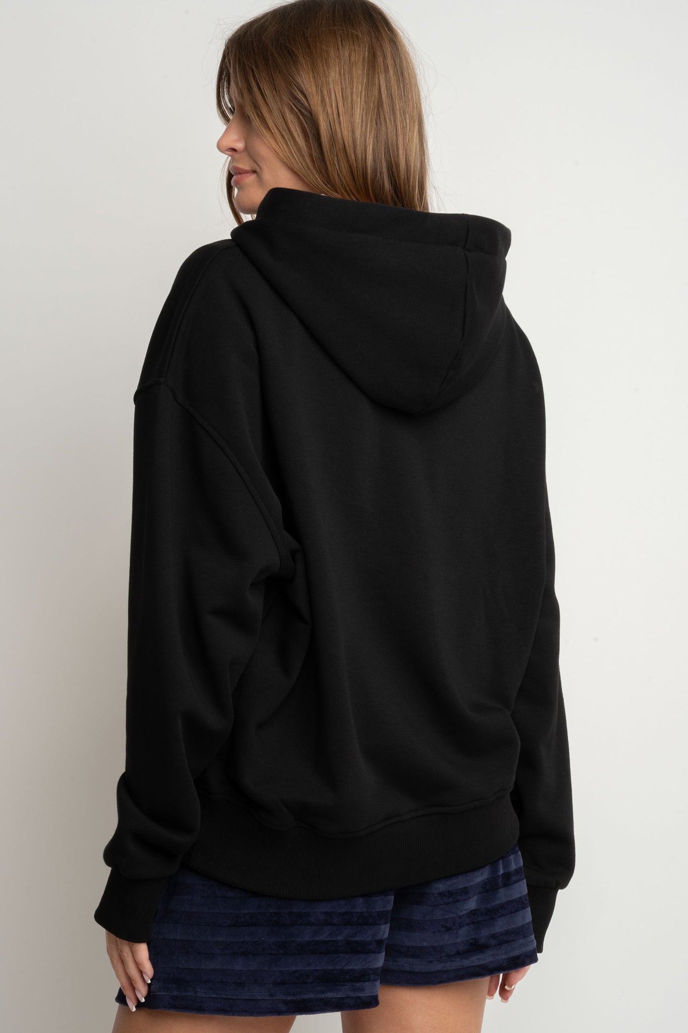 BLACK HOODED SWEATSHIRT - EMMA