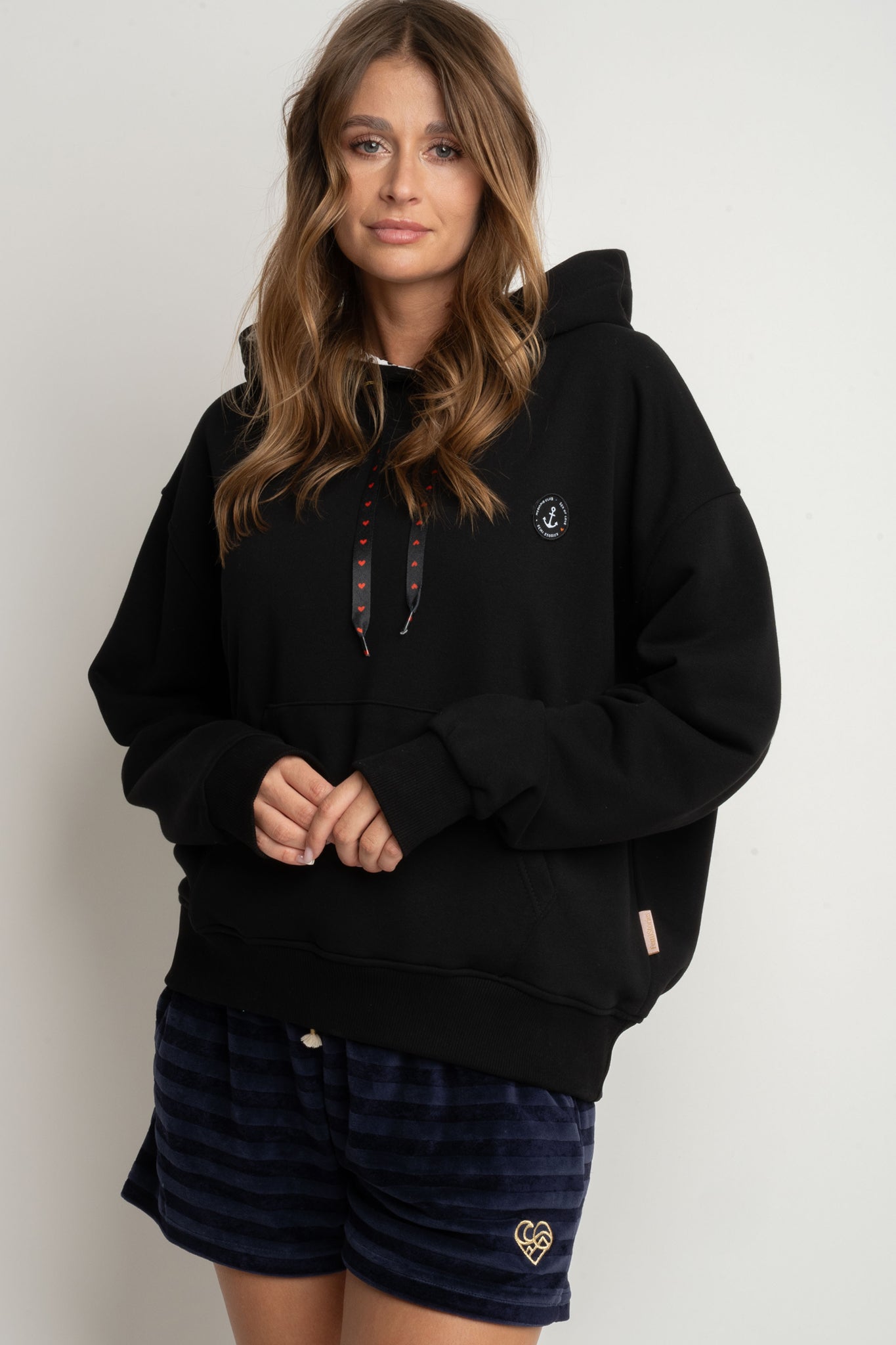 BLACK HOODED SWEATSHIRT - EMMA