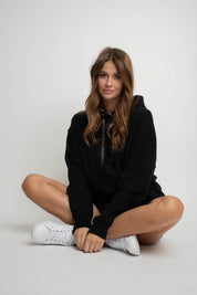 BLACK HOODED SWEATSHIRT - EMMA