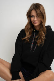 BLACK HOODED SWEATSHIRT - EMMA